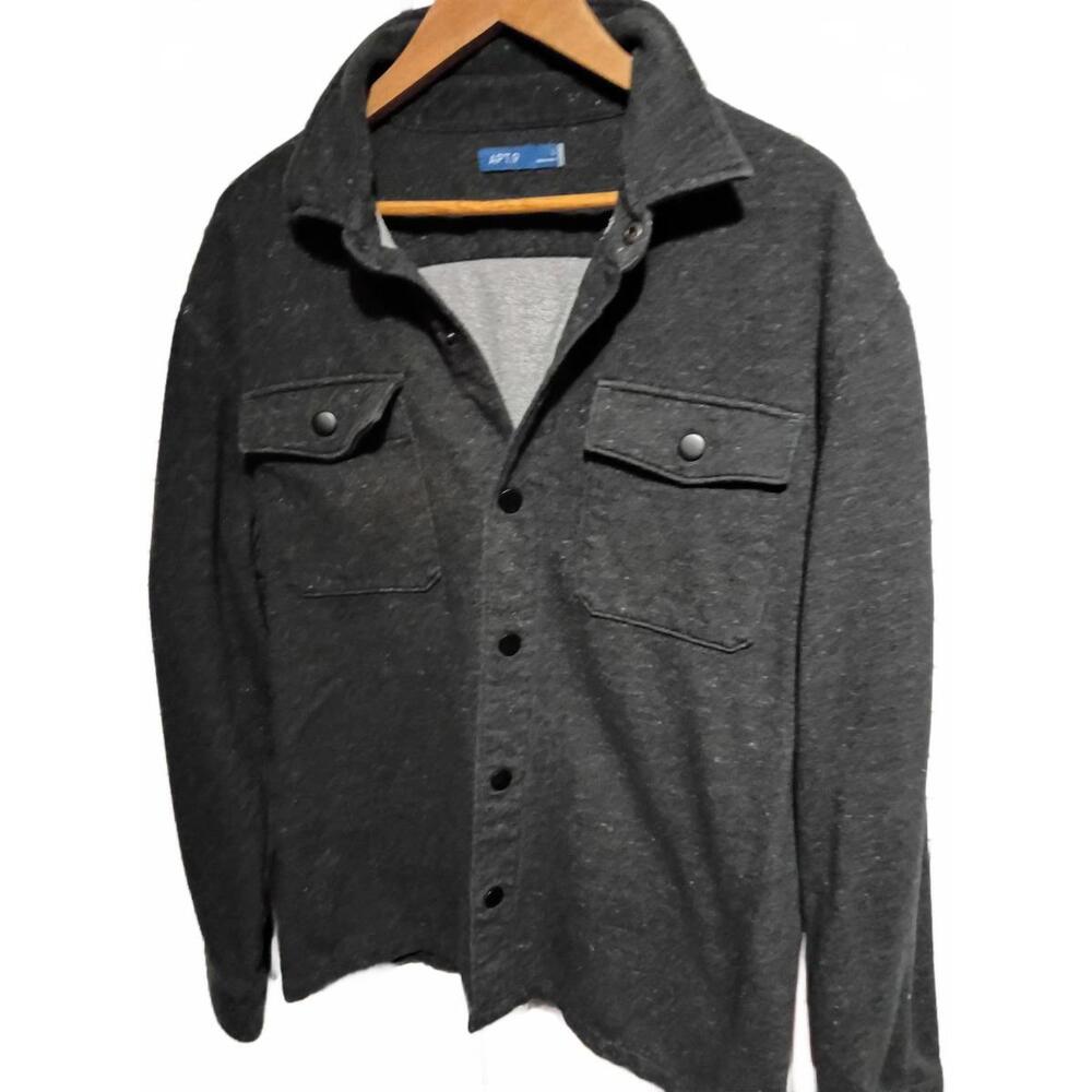 APT. 9 Dark Gray Button-Up Jacket Shirt
